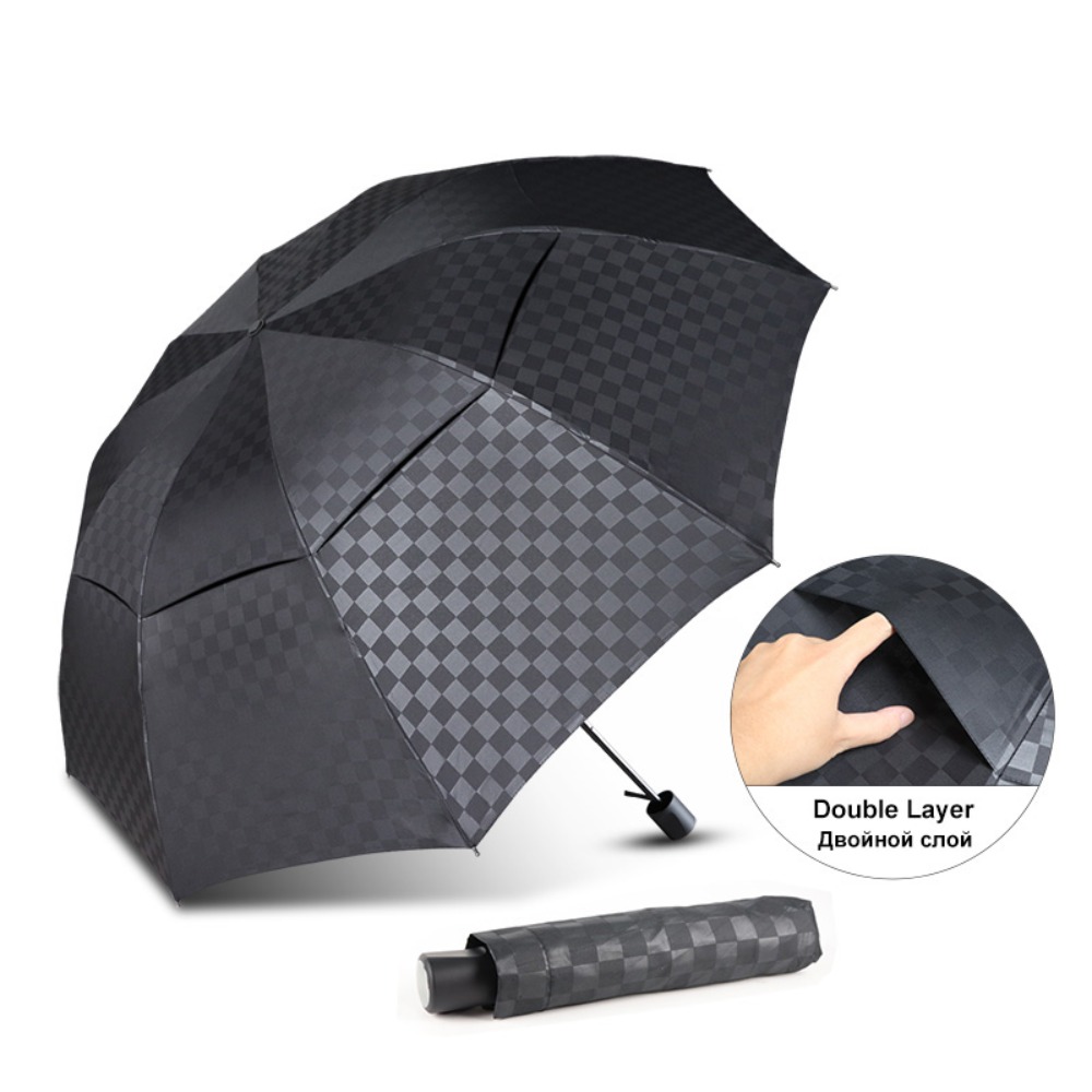 Golf Umbrella Large - 남녀공용 더블 레이어 다크 그리드 대형